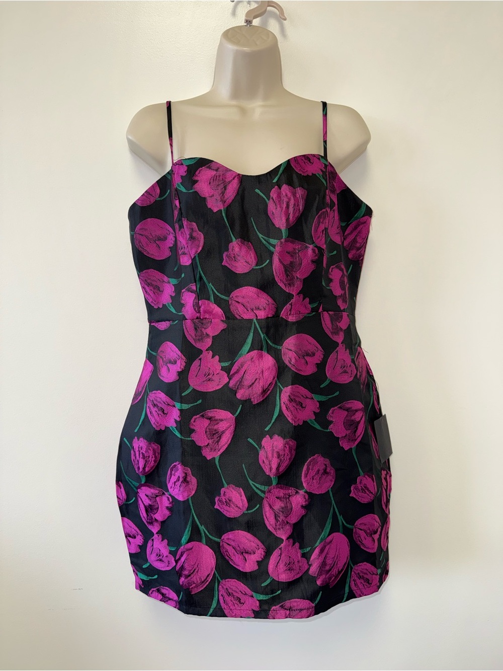 NWT Lululs (Large) Brand New Black and Purple Floral Formal Midi Dress